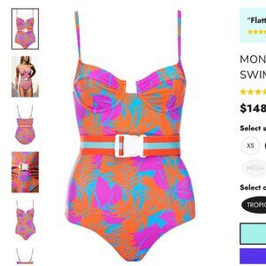 NWT. Vetchy Montego Underwire Tropical One Piece Swimsuit. Size medium